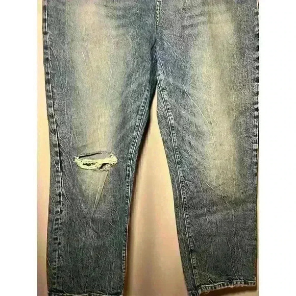 Loft Women's High Rise Straight Leg Distressed Jeans Size 18 Blue Denim - Picture 4 of 16